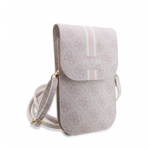 Guess PU 4G Printed Stripes Telefonväska Rosa