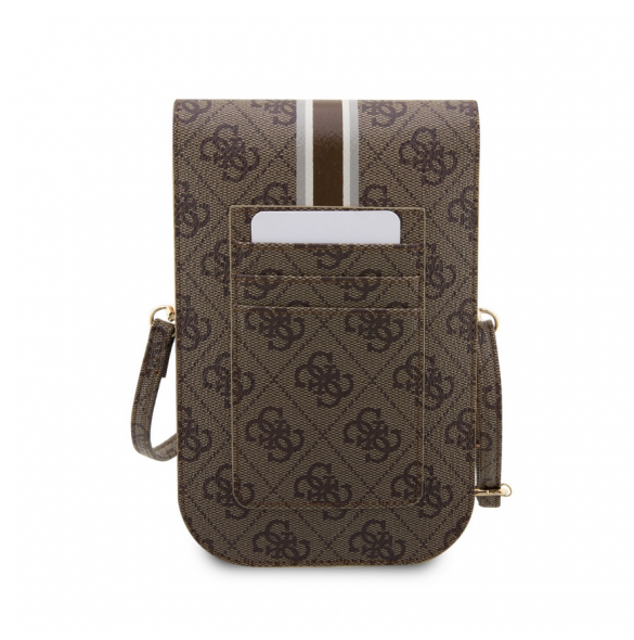 Guess PU 4G Printed Stripes Telefonväska Brun