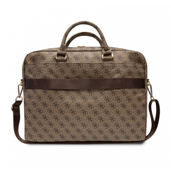 Guess PU 4G Printed Stripes datorväska 15/16" Brun