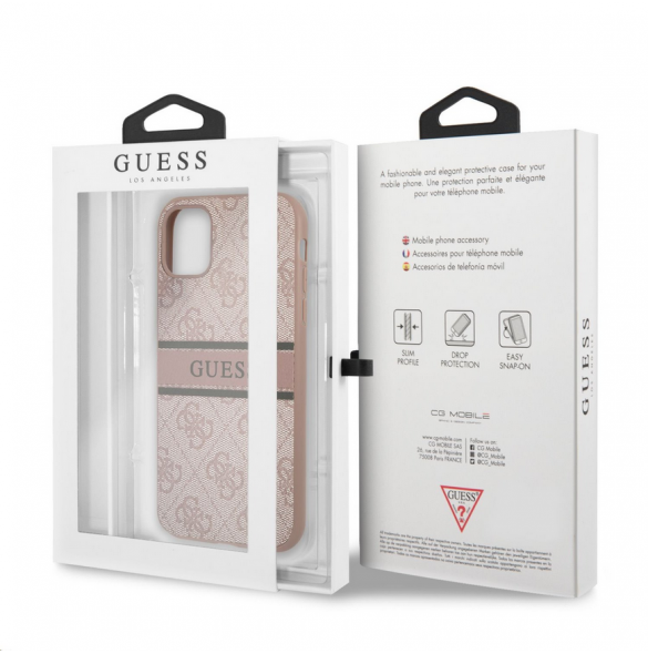Guess PU 4G Printed Stripe Fodral till iPhone 11 Rosa
