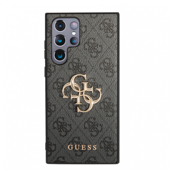 Guess PU 4G metalllogofodral till Samsung Galaxy S23 Ultra Grey