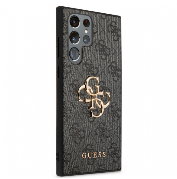 Guess PU 4G metalllogofodral till Samsung Galaxy S23 Ultra Grey