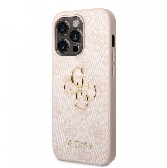 Guess PU 4G metalllogofodral för iPhone 15 Pro Max Rosa