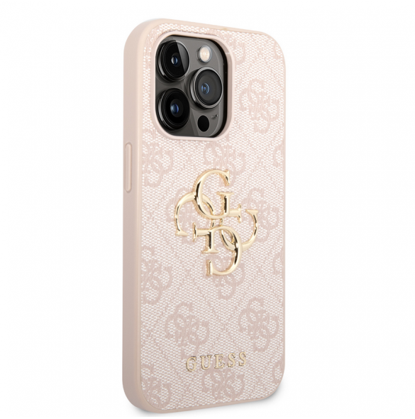 Guess PU 4G metalllogofodral för iPhone 15 Pro Max Rosa