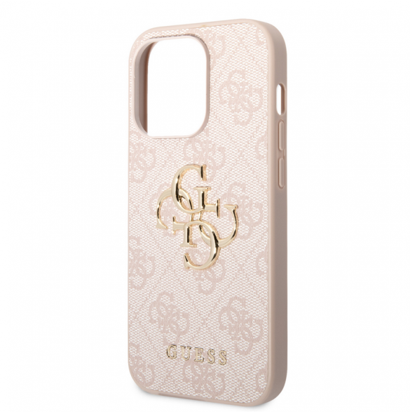 Guess PU 4G metalllogofodral för iPhone 15 Pro Max Rosa