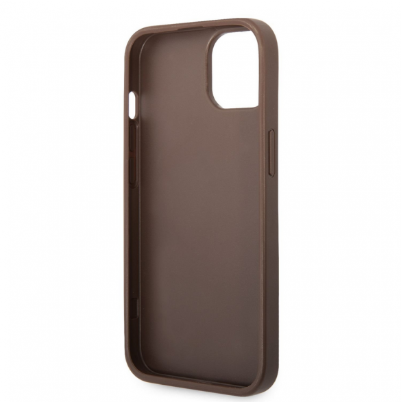 Guess PU 4G metalllogofodral för iPhone 14 Brun