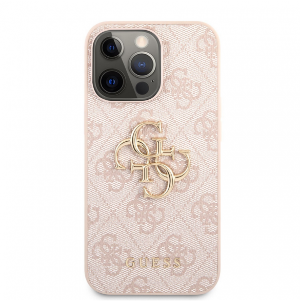 Guess PU 4G metalllogofodral för iPhone 13 Pro Max Rosa