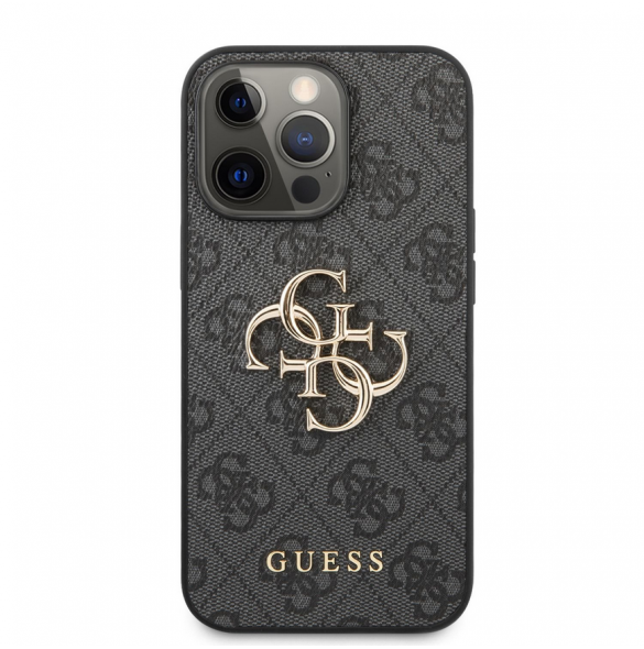 Guess PU 4G metalllogofodral för iPhone 13 Pro Grå