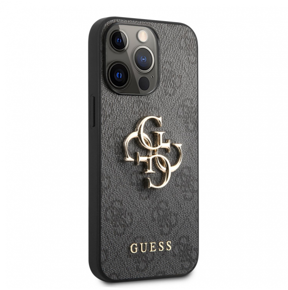Guess PU 4G metalllogofodral för iPhone 13 Pro Grå