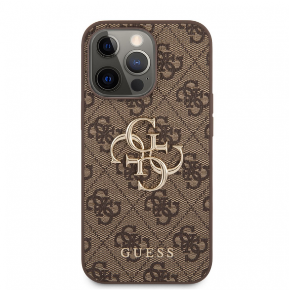 Guess PU 4G metalllogofodral för iPhone 13 Pro Brown