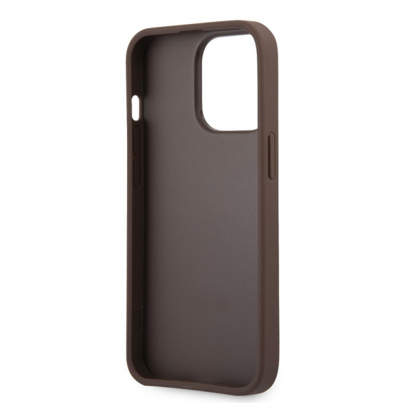 Guess PU 4G metalllogofodral för iPhone 13 Pro Brown