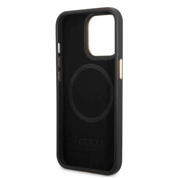 Guess PU 4G MagSafe-kompatibelt fodral för iPhone 14 Pro Max Svart