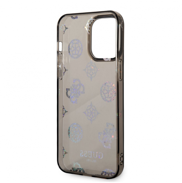 Guess PC/TPU Peony Glitter Fodral för iPhone 14 Pro Max Svart