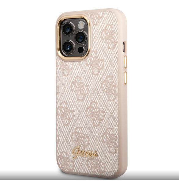 Guess PC/TPU 4G Metal Camera Outline Case för iPhone 14 Pro Pink