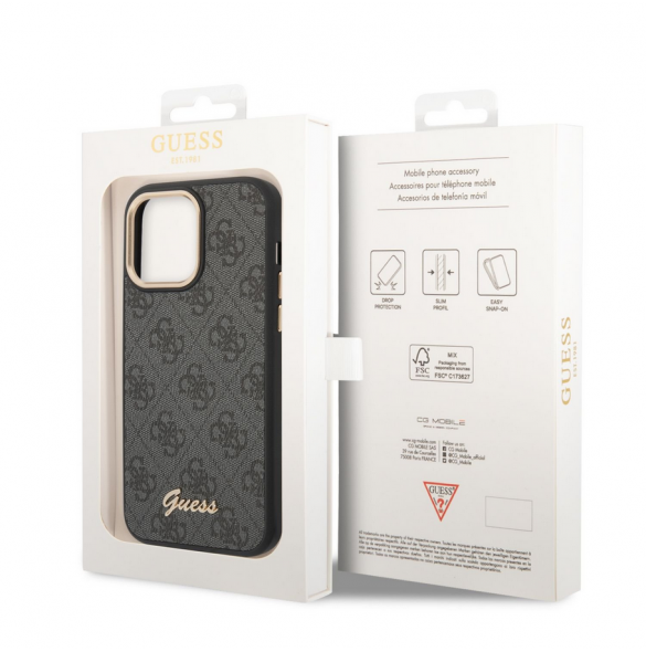 Guess PC/TPU 4G Metal Camera Outline Fodral för iPhone 14 Pro Max Svart