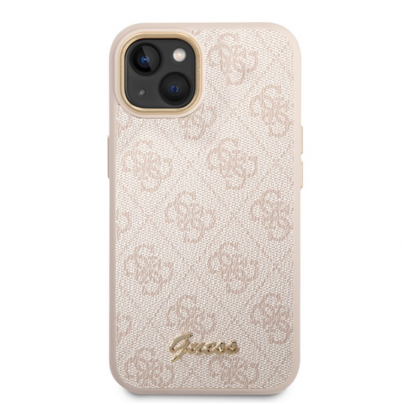 Guess PC/TPU 4G Metal Camera Outline Case för iPhone 14 Rosa