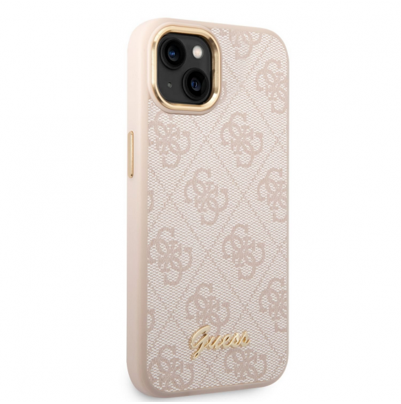 Guess PC/TPU 4G Metal Camera Outline Case för iPhone 14 Rosa