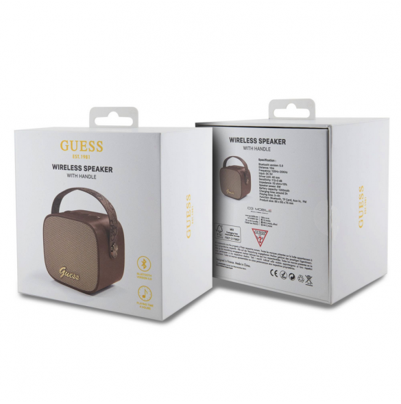 Guess Mini Bluetooth-högtalare PU 4G-rem Brun (skadat paket)