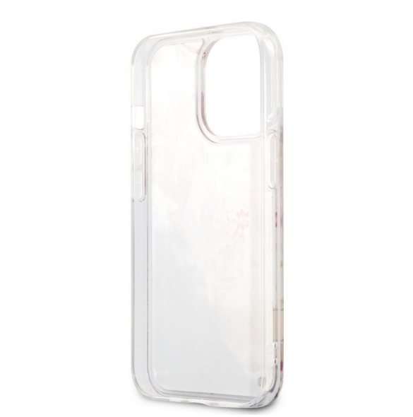 Guess Liquid Glitter Flower Fodral till iPhone 13 Pro Purple
