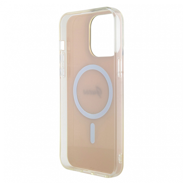Guess IML Iridescent Script MagSafe Fodral för iPhone 15 Pro Pink