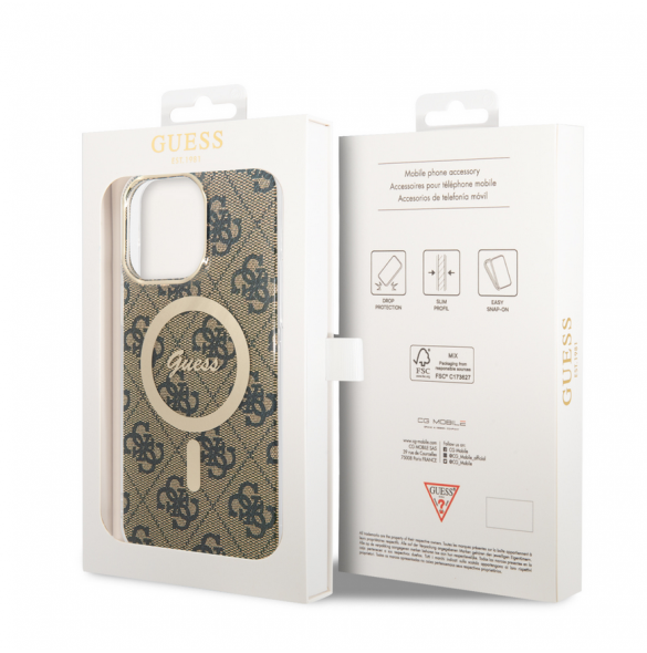 Guess IML 4G MagSafe Fodral för iPhone 15 Pro Max Brun