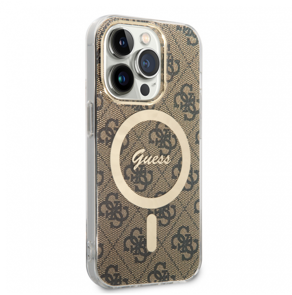 Guess IML 4G MagSafe Fodral för iPhone 15 Pro Brown