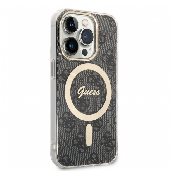 Guess IML 4G MagSafe Fodral för iPhone 15 Pro Svart