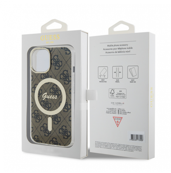 Guess IML 4G MagSafe Fodral för iPhone 15 Brun