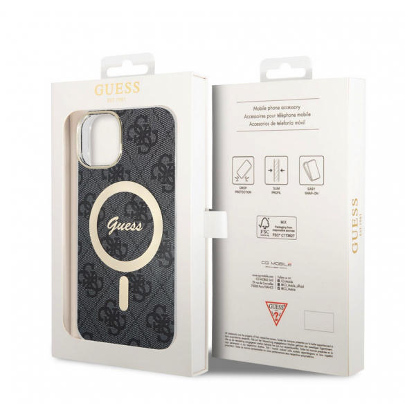 Guess IML 4G MagSafe Fodral för iPhone 15 Svart