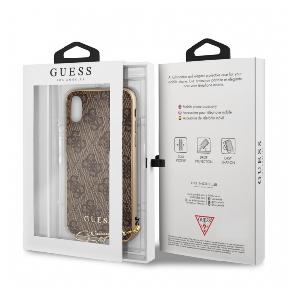Guess Charms Hard Case 4G Brun till iPhone X /XS