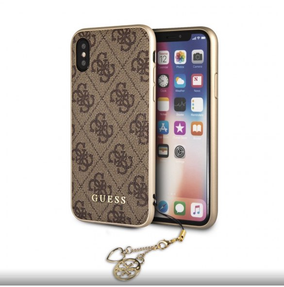 Guess Charms Hard Case 4G Brun till iPhone X /XS