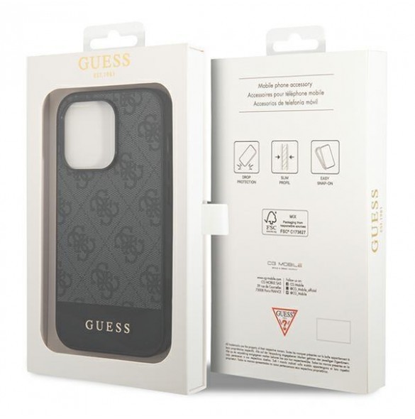 Guess 4G Stripe Fodral till iPhone 14 Pro Grey