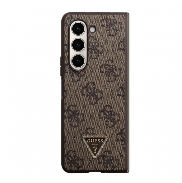 Guess 4G PU Lädertriangelfodral till Samsung Galaxy Z Fold 5 Brun