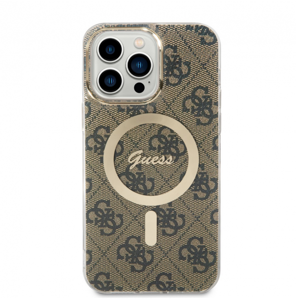 Guess 4G IML MagSafe Fodral för iPhone 14 Pro Max Brun