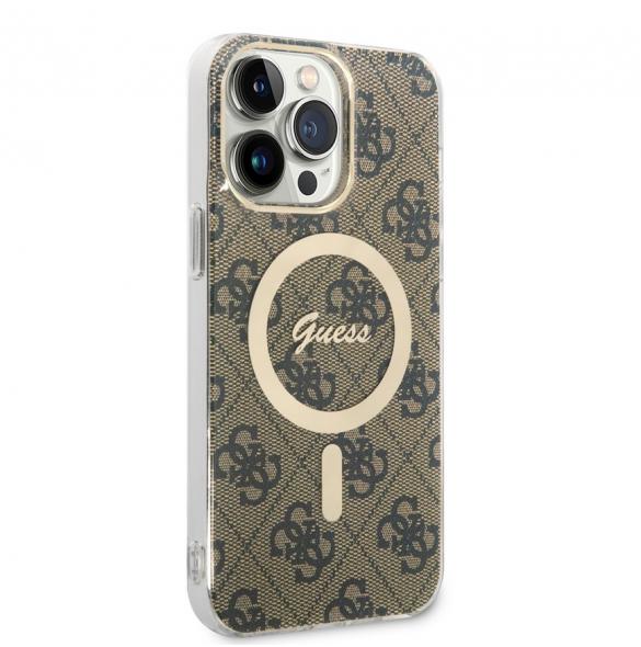 Guess 4G IML MagSafe Fodral för iPhone 14 Pro Max Brun
