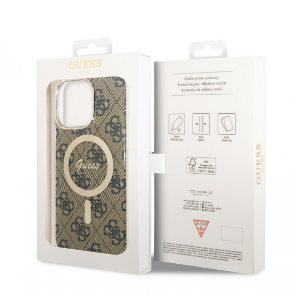 Guess 4G IML MagSafe Fodral för iPhone 14 Pro Max Brun