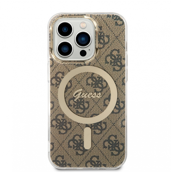 Guess 4G IML MagSafe Fodral för iPhone 14 Pro Brown
