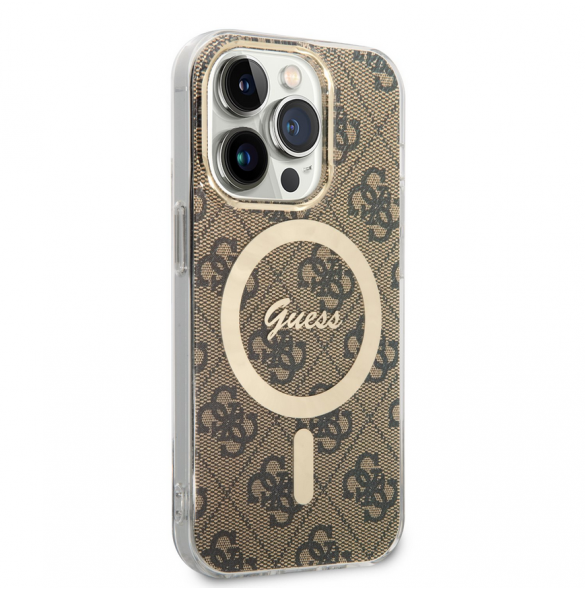 Guess 4G IML MagSafe Fodral för iPhone 14 Pro Brown