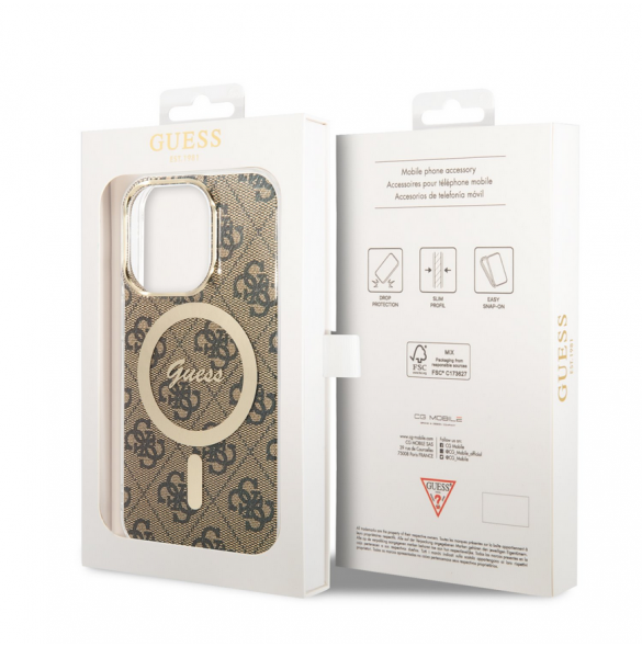 Guess 4G IML MagSafe Fodral för iPhone 14 Pro Brown