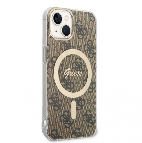 Guess 4G IML MagSafe Fodral för iPhone 14 Brun