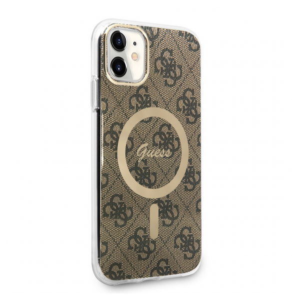 Guess 4G IML MagSafe Fodral för iPhone 11 Brun