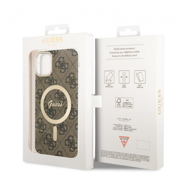 Guess 4G IML MagSafe Fodral för iPhone 11 Brun