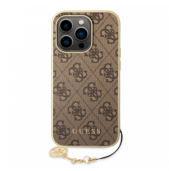 Guess 4G Charms-fodral till iPhone 14 Pro Brun