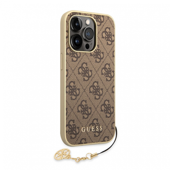 Guess 4G Charms-fodral till iPhone 14 Pro Brun
