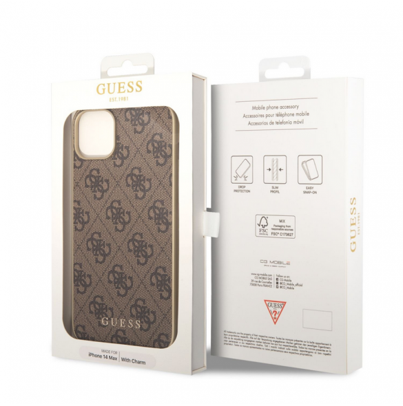Guess 4G Charms-fodral till iPhone 14 Plus Brun