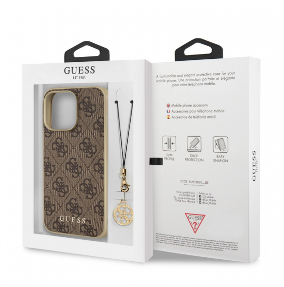 Guess 4G Charms-fodral till iPhone 13 Pro Max Brun