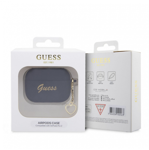 Guess 4G Charms Heart Silikonfodral för AirPods Pro 2 Black