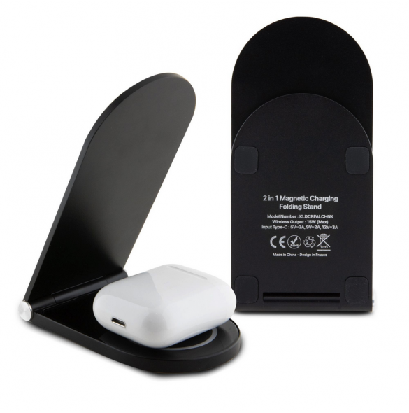 Karl Lagerfeld Aluminium Desktop Trådlös Magnetisk Laddare 2in1 Choupette NFT Svart