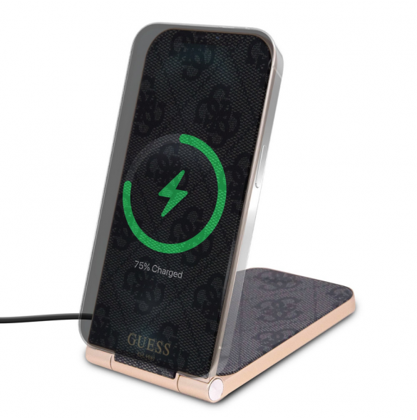 Guess Aluminium Desktop Trådlös Magnetisk Laddare 2in1 4G Mönster Svart