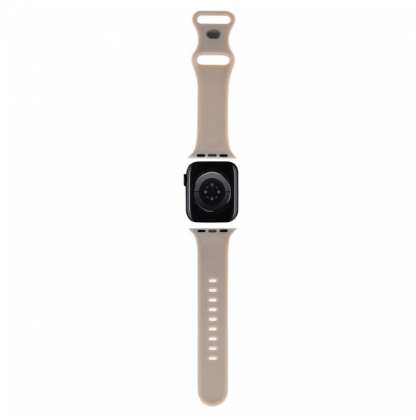 Hello Kitty flytande silikon Kitty Head Logo Klockarmband för Apple Watch 38/40 mm Beige